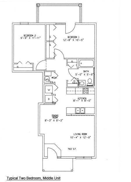 Typical Two Bedroom, Middle Unit